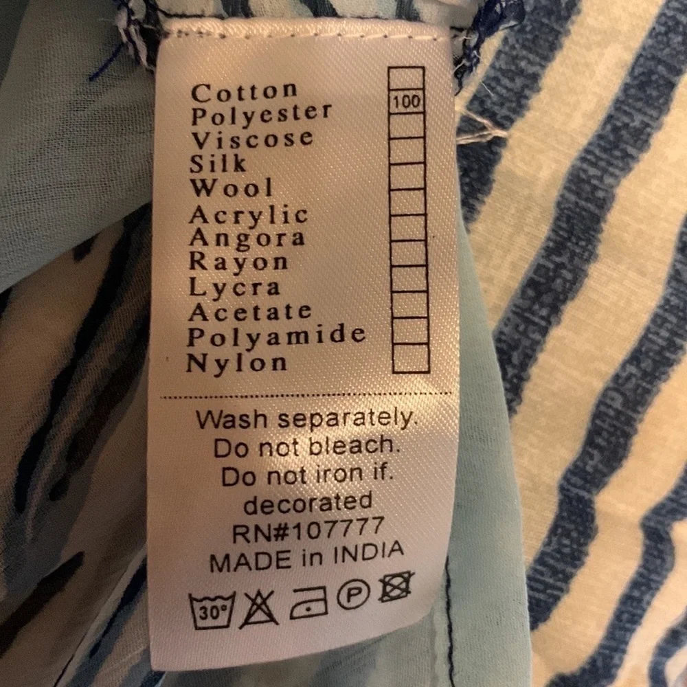 Paradise light blue sheer swimsuit coverup with seashell print Size Medium
